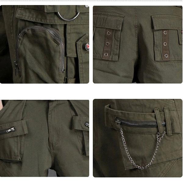 Unisex Classic100% Cotton Zipper Multi-Pocket Pant Large Size Available
