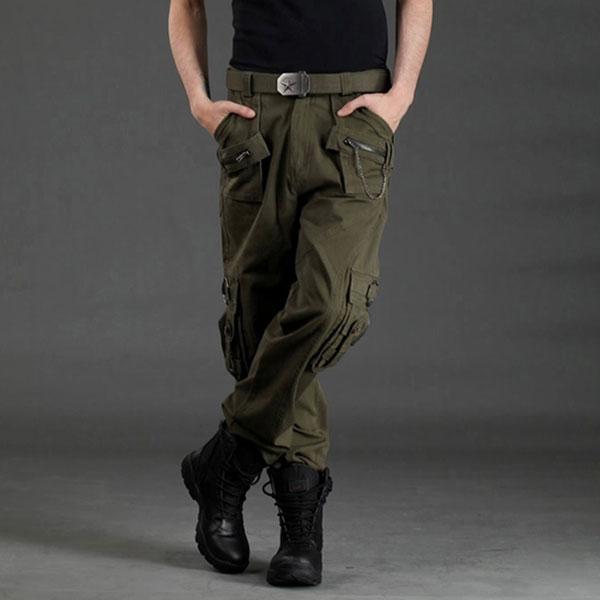 Unisex Classic100% Cotton Zipper Multi-Pocket Pant Large Size Available