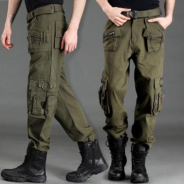 Unisex Classic100% Cotton Zipper Multi-Pocket Pant Large Size Available