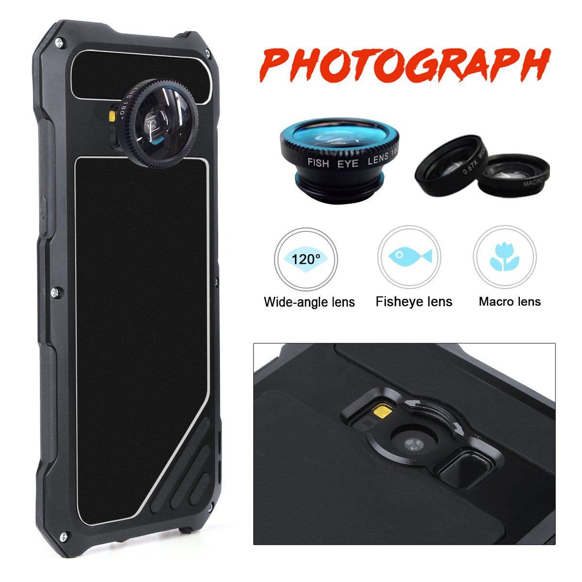 All Around Protection Water Dirt And Shock Proof Phone Case For SAMSUNG Galaxy S8 And S8+ With External Camera