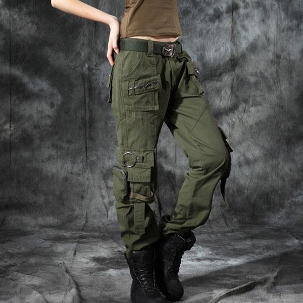 Women 100% Cotton Zipper Multi-Pocket Pant Large Size Available