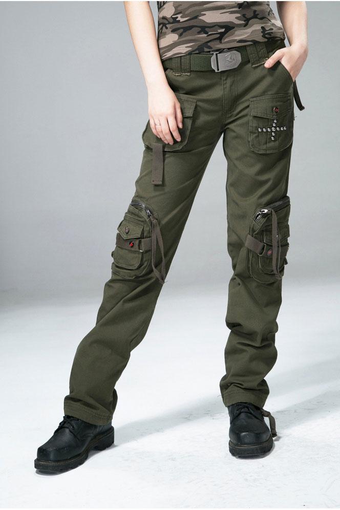 Women Casual Wear 100% Cotton Multi-Pocket Pant