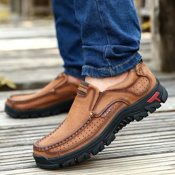 Spring Autumn Stylish Men Leather Hiking Shoes