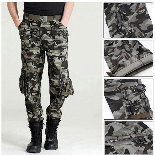 Unisex Classic100% Cotton Zipper Multi-Pocket Pant Large Size Available