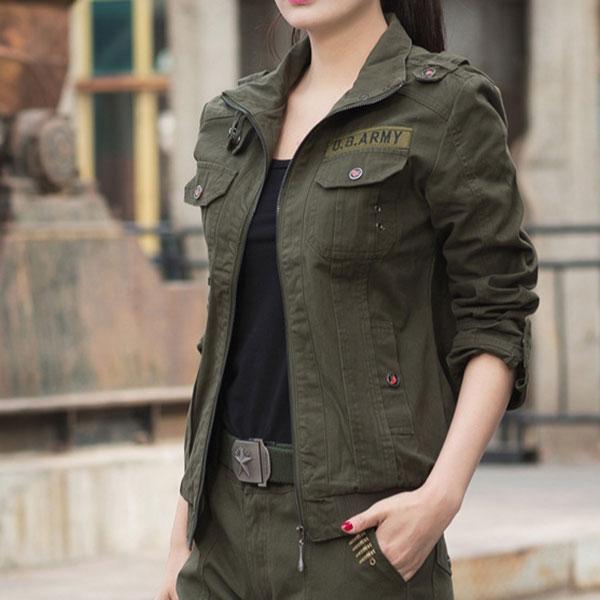 Army Style Women Fashion 100% Cotton Coat