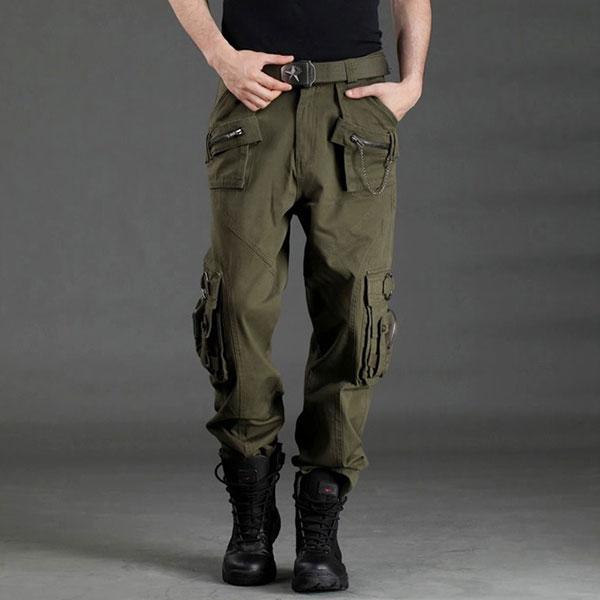 Unisex Classic100% Cotton Zipper Multi-Pocket Pant Large Size Available