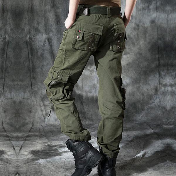 Unisex Classic100% Cotton Zipper Multi-Pocket Pant Large Size Available