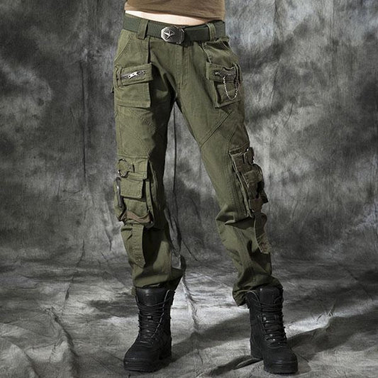 Unisex Classic100% Cotton Zipper Multi-Pocket Pant Large Size Available