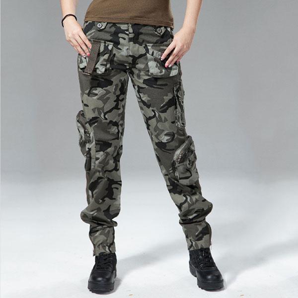 Women Military Style Multi-Pocket Pant Large Size Available