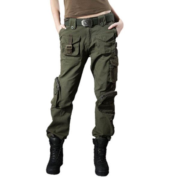 Women Military Style Multi-Pocket Pant Large Size Available