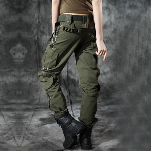 Women Military Style Multi-Pocket Pant Large Size Available