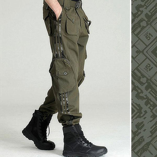 Stripe Element Army Style Multi-Pocket Cargo Pant