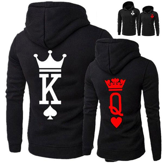 Solid Color King Queen Letter Couple Hoodie