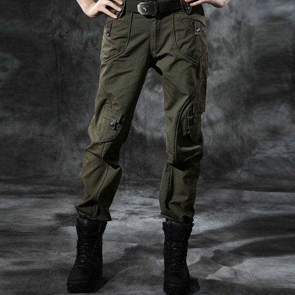 Women Slim Wear 100% Cotton Multi-Pocket Pant