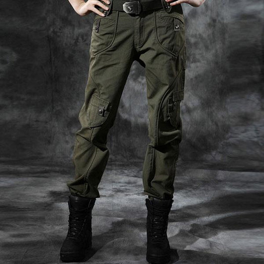 Women Slim Wear 100% Cotton Multi-Pocket Pant