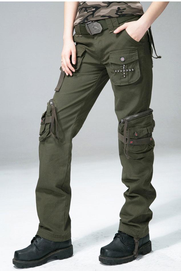 Women Casual Wear 100% Cotton Multi-Pocket Pant