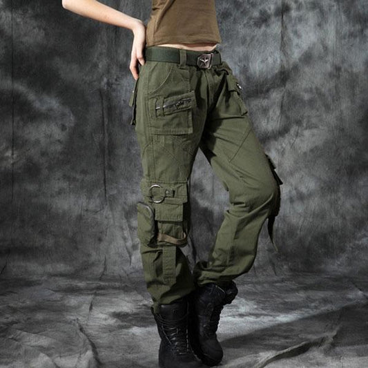Women 100% Cotton Zipper Multi-Pocket Pant Large Size Available