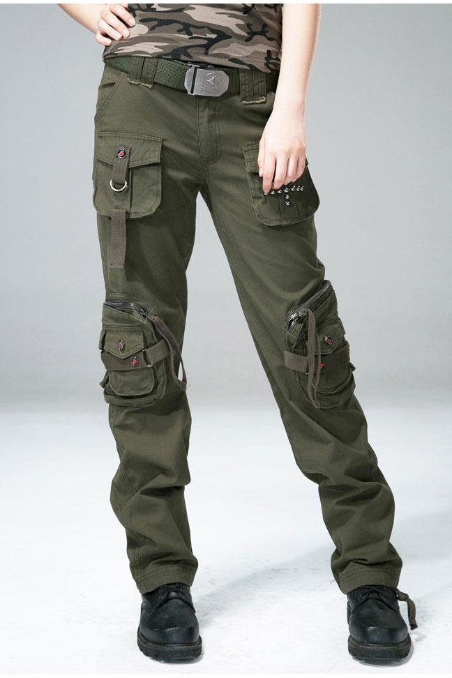 Women Casual Wear 100% Cotton Multi-Pocket Pant