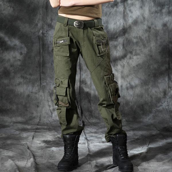 Women 100% Cotton Zipper Multi-Pocket Pant Large Size Available