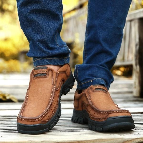 Spring Autumn Stylish Men Leather Hiking Shoes