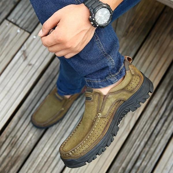 Spring Autumn Stylish Men Leather Hiking Shoes
